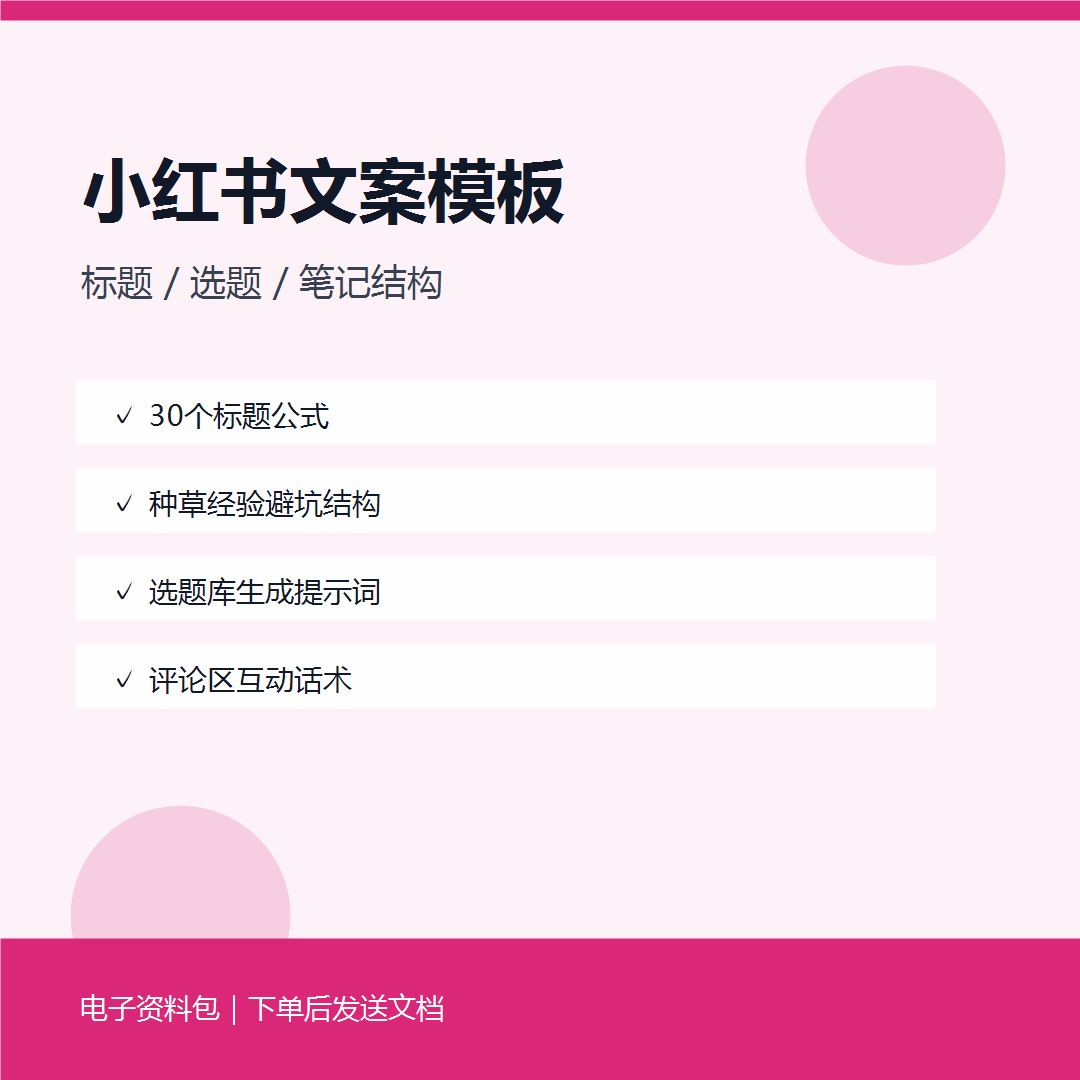 小红书文案模板包封面